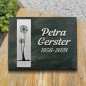 Grabplatte matt satiniert, Pusteblume und Schrift aus Aluminium | Modell 26