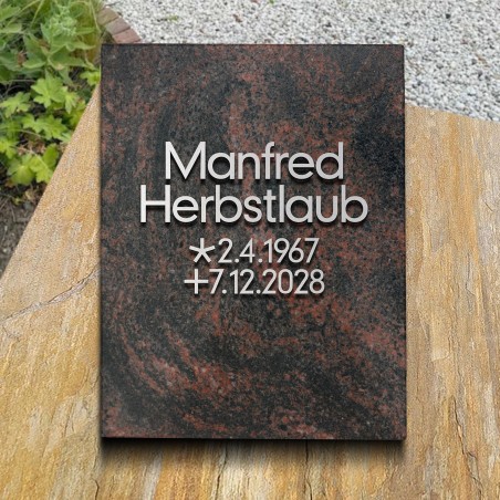 Grabplatte satiniert, Schrift in Aluminium | Modell 43