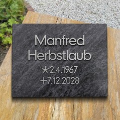 Grabplatte satiniert, Schrift in Aluminium | Modell 44