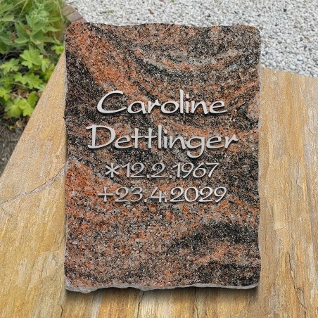 Grabplatte poliert, Schrift in Aluminium | Modell 46