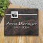 Grabplatte matt satiniert, Ornament horizontal und Schrift aus Aluminium | Modell 35